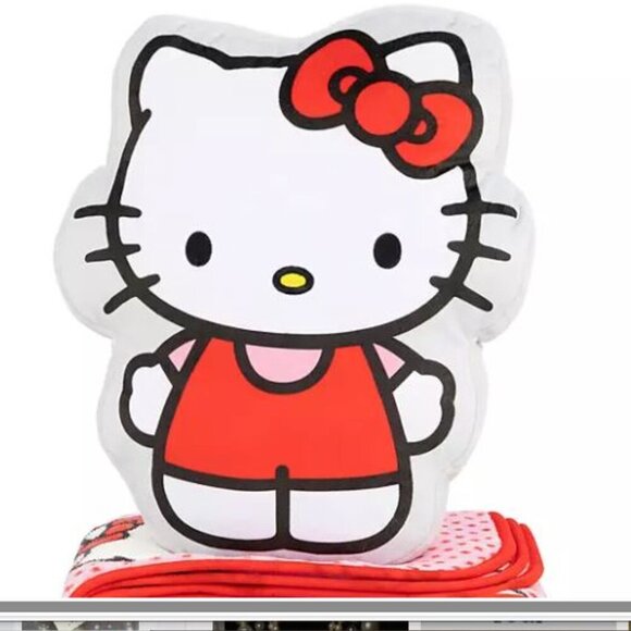 Hello Kitty Throw & Pillow Blanket 40” x 50” & Hello Kitty Shaped Pillow New - Picture 3 of 5